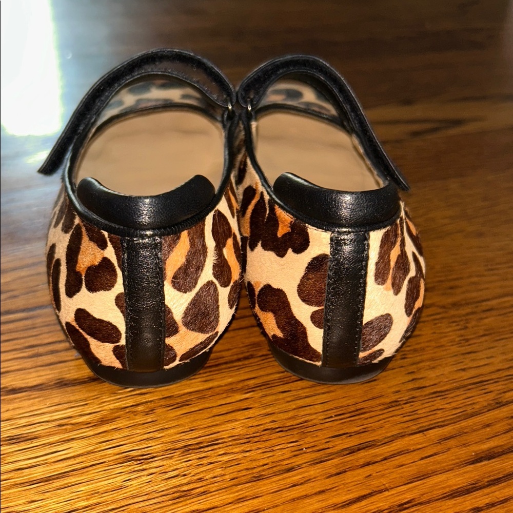 Van Eli Calf Hair Leopard Mary Jane Flats with Black Trim Minimalist Lagenlook - Picture 5 of 9